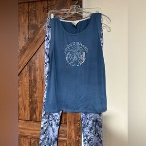 Lucky Brand  Women 2 piece Blue PJ Set. Size L
